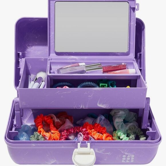 Caboodles  On-The-Go Girl Travel Cosmetic Organizer- Purple Marble - Picture 5 of 11